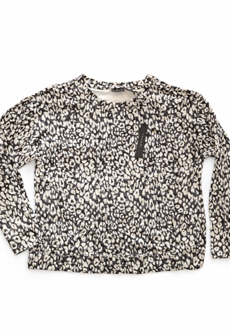 Leopard Print Grey Black White Sweatshirt‑Style Top – Tahari – Size M